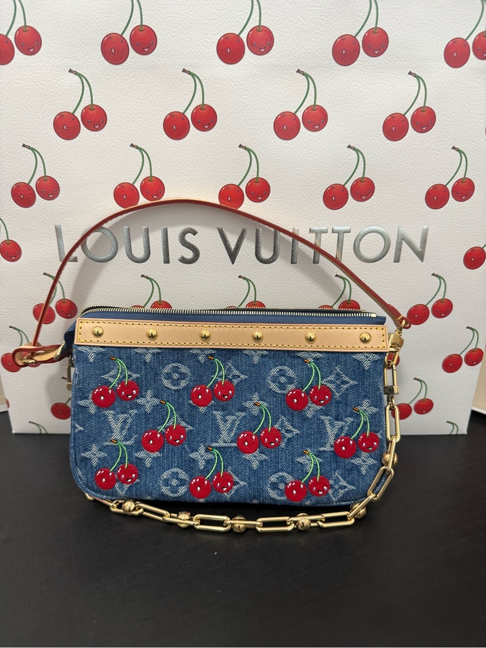 Louis Vuitton Takashi Murakami Denim Cherry Pochette
